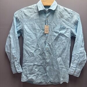 Peter Millar Crown Men Mint Linen Long Sleeve Button Down Shirt MS24W60LTF New M